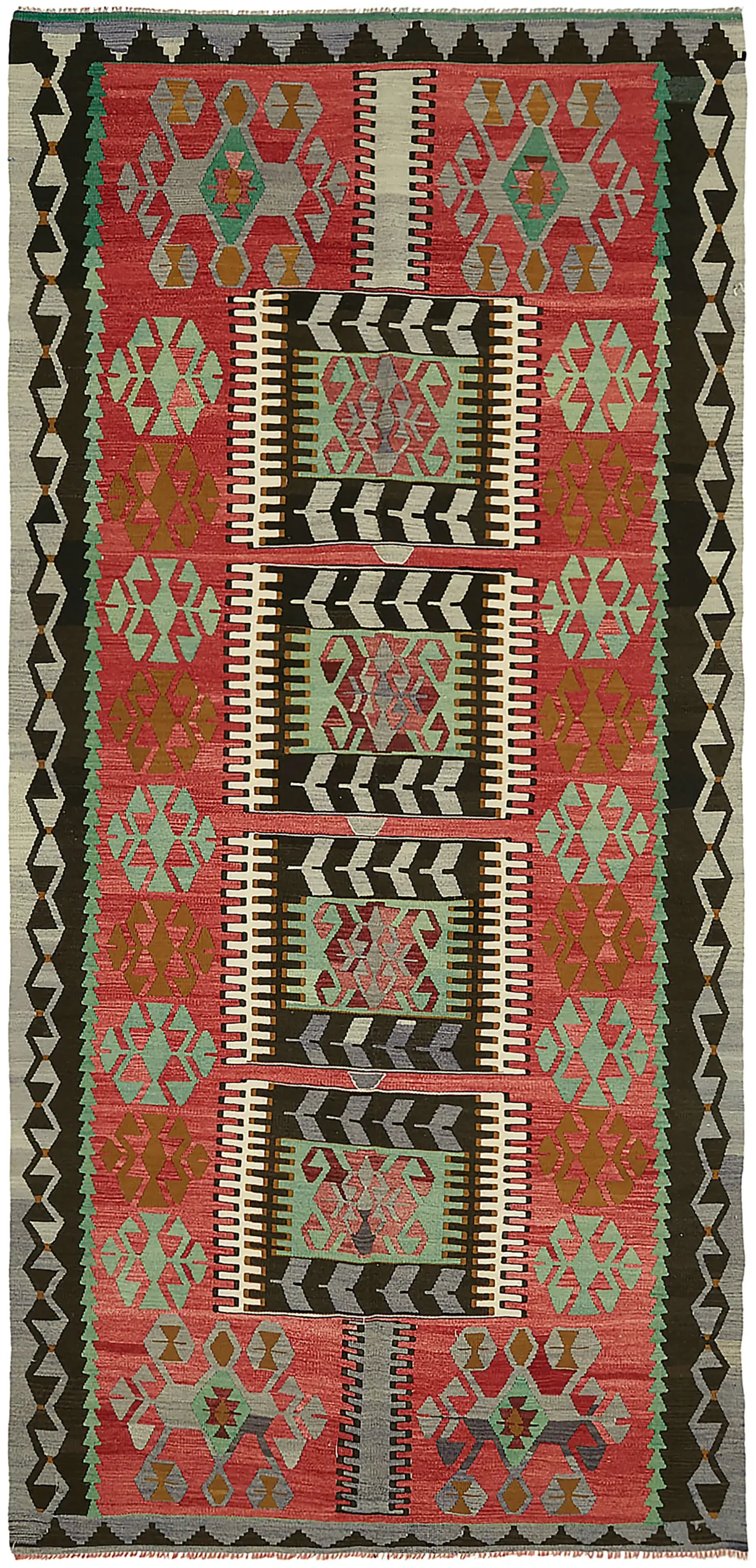 Rc_46030_0_Multicolor_Anatolian_Kilim_Rugs Anadolu Eskitme Multi Renk Pamuk Üzerine Yün El Dokuma Kilim-177x352 - Görsel 1