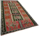 Anadolu Eskitme Multi Renk Pamuk Üzerine Yün El Dokuma Kilim-177x352 - Görsel 2