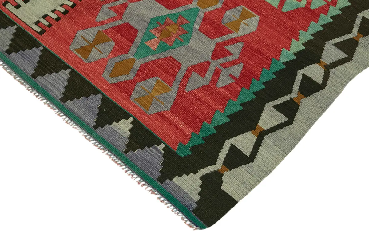 Anadolu Eskitme Multi Renk Pamuk Üzerine Yün El Dokuma Kilim-177x352 - Görsel 4