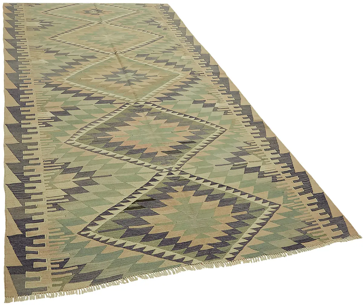 Anadolu Eskitme Multi Renk Pamuk Üzerine Yün El Dokuma Kilim-165x306 - Görsel 2