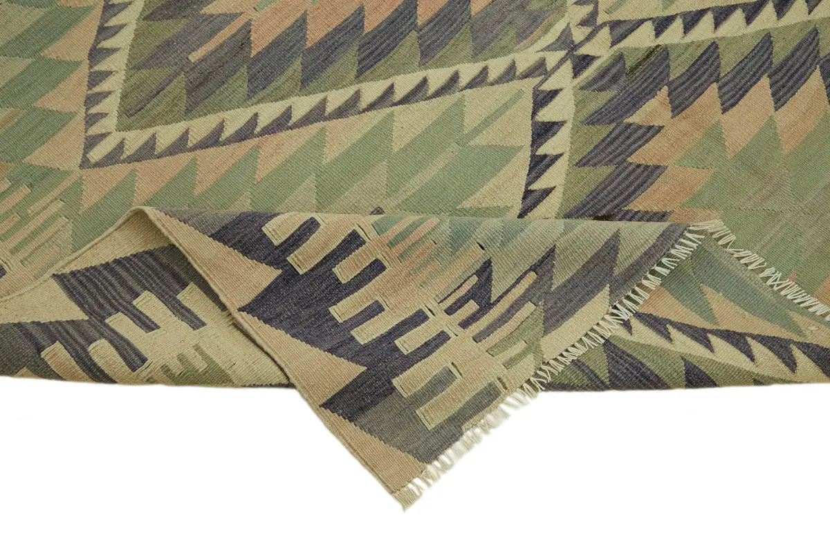 Anadolu Eskitme Multi Renk Pamuk Üzerine Yün El Dokuma Kilim-165x306 - Görsel 6