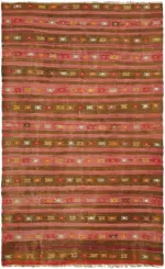 Anadolu Eskitme Multi Renk Pamuk Üzerine Yün El Dokuma Kilim-203x328