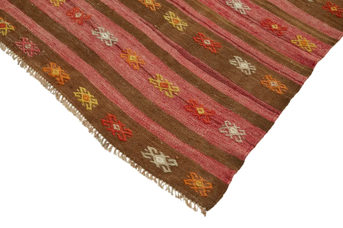 Anadolu Eskitme Multi Renk Pamuk Üzerine Yün El Dokuma Kilim-203x328 - Görsel 4