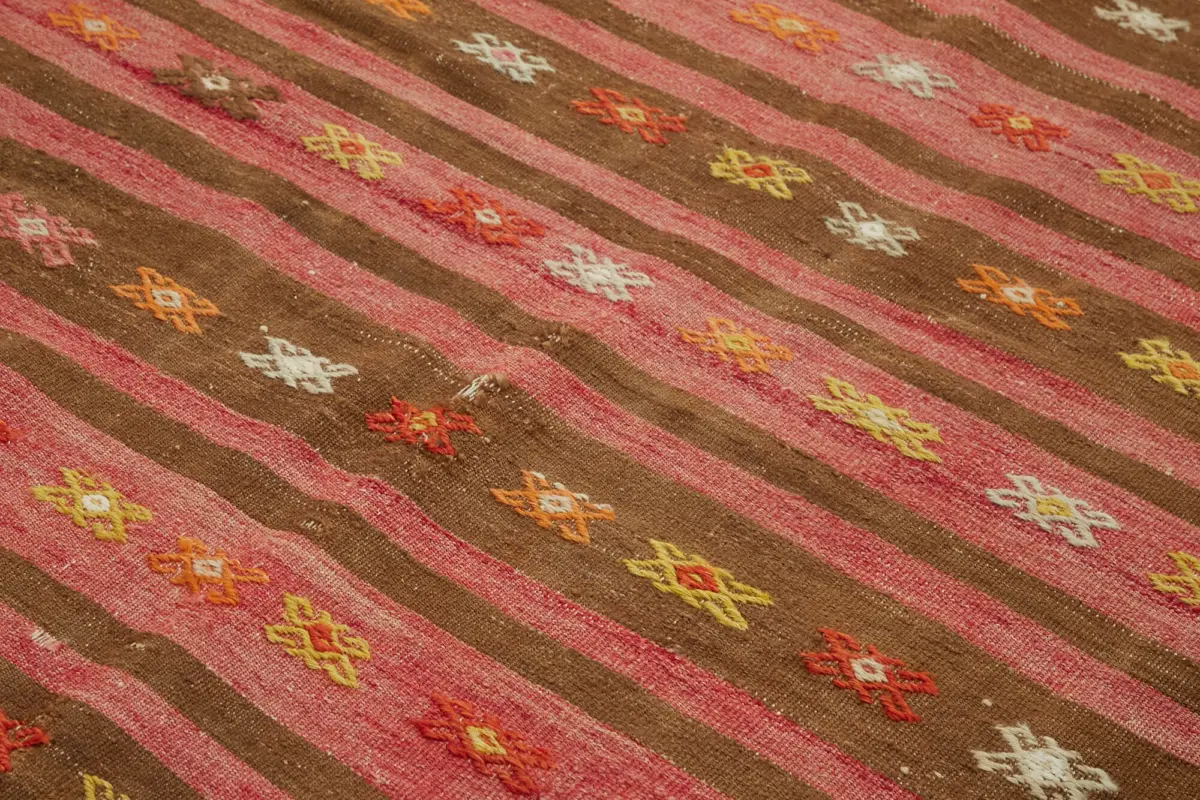 Anadolu Eskitme Multi Renk Pamuk Üzerine Yün El Dokuma Kilim-203x328 - Görsel 5