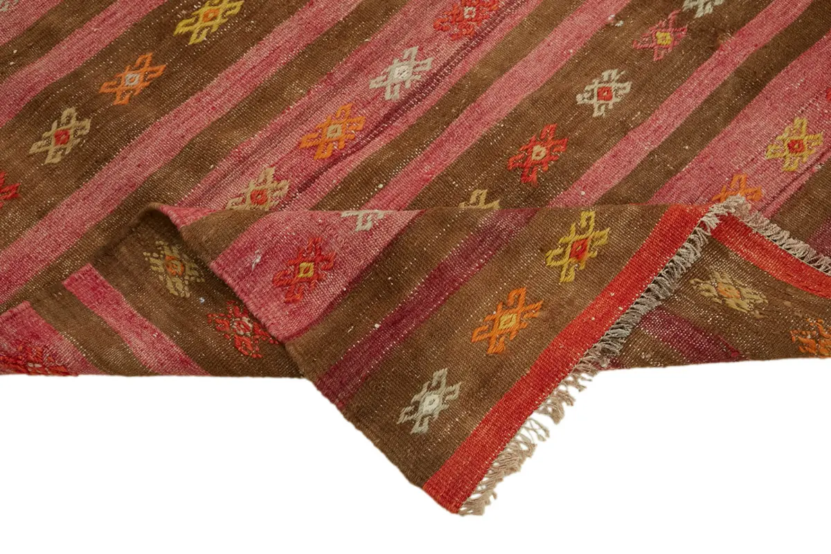 Anadolu Eskitme Multi Renk Pamuk Üzerine Yün El Dokuma Kilim-203x328 - Görsel 6