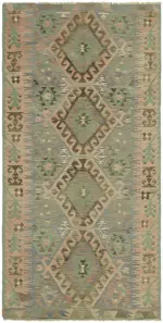 Anadolu Eskitme Multi Renk Pamuk Üzerine Yün El Dokuma Kilim-158x306