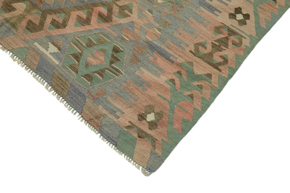 Anadolu Eskitme Multi Renk Pamuk Üzerine Yün El Dokuma Kilim-158x306 - Görsel 4