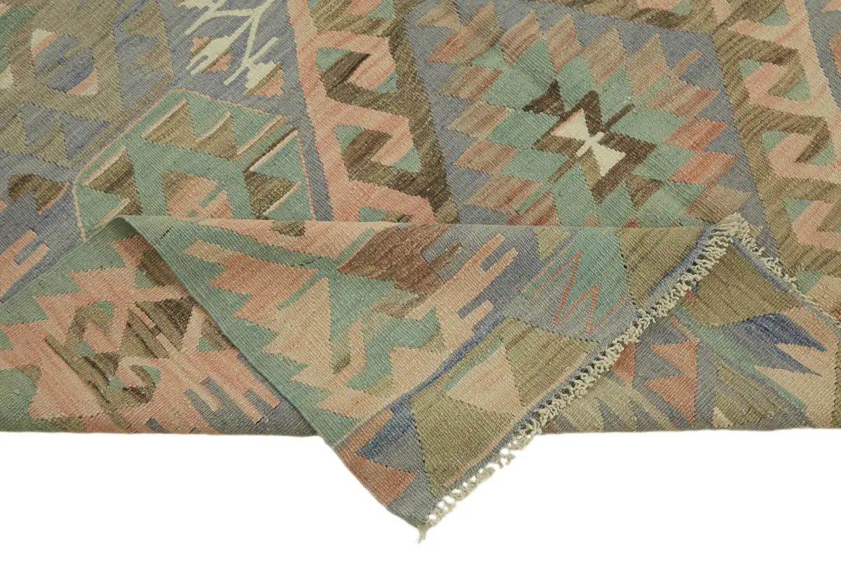Anadolu Eskitme Multi Renk Pamuk Üzerine Yün El Dokuma Kilim-158x306 - Görsel 6
