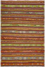 Anadolu Eskitme Multi Renk Pamuk Üzerine Yün El Dokuma Kilim-207x304