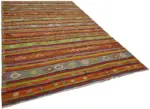 Anadolu Eskitme Multi Renk Pamuk Üzerine Yün El Dokuma Kilim-207x304 - Görsel 2