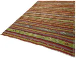 Anadolu Eskitme Multi Renk Pamuk Üzerine Yün El Dokuma Kilim-207x304 - Görsel 3
