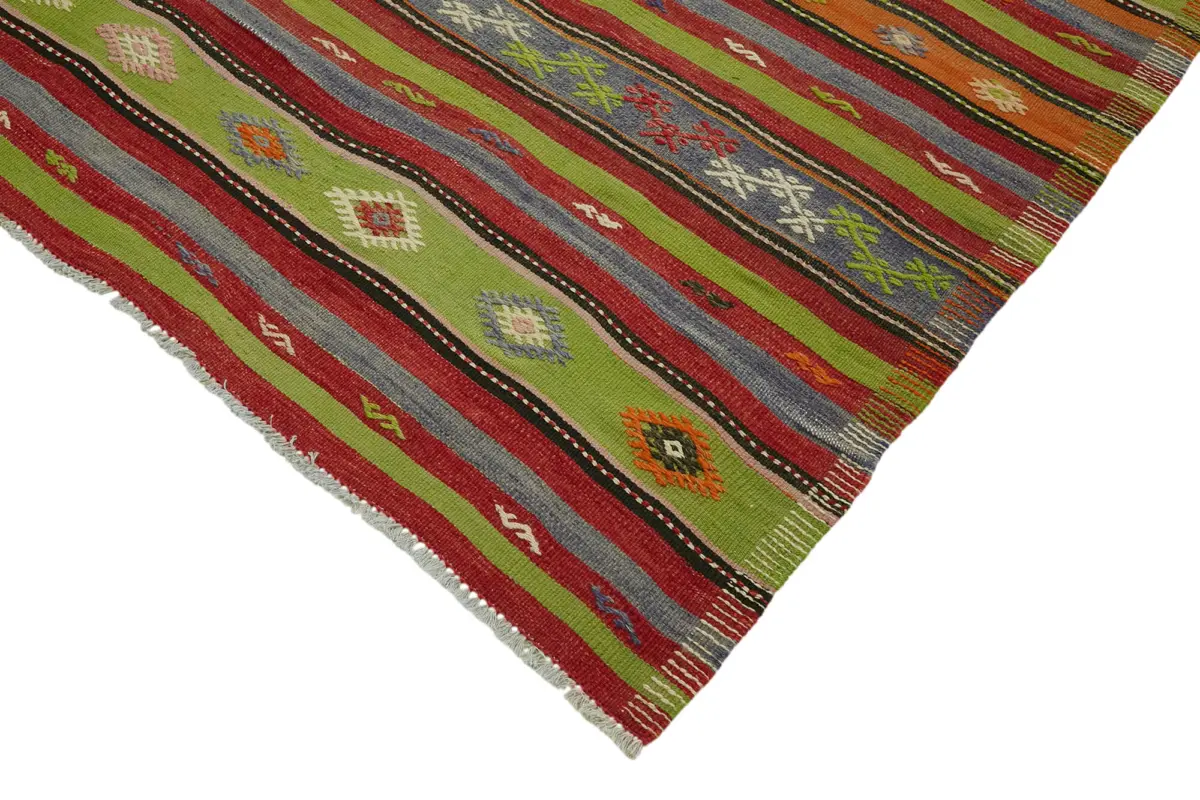 Anadolu Eskitme Multi Renk Pamuk Üzerine Yün El Dokuma Kilim-207x304 - Görsel 4