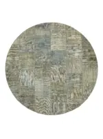 Patchwork Mavi Pamuk Üzerine Yün El Dokuma Kilim-300x300