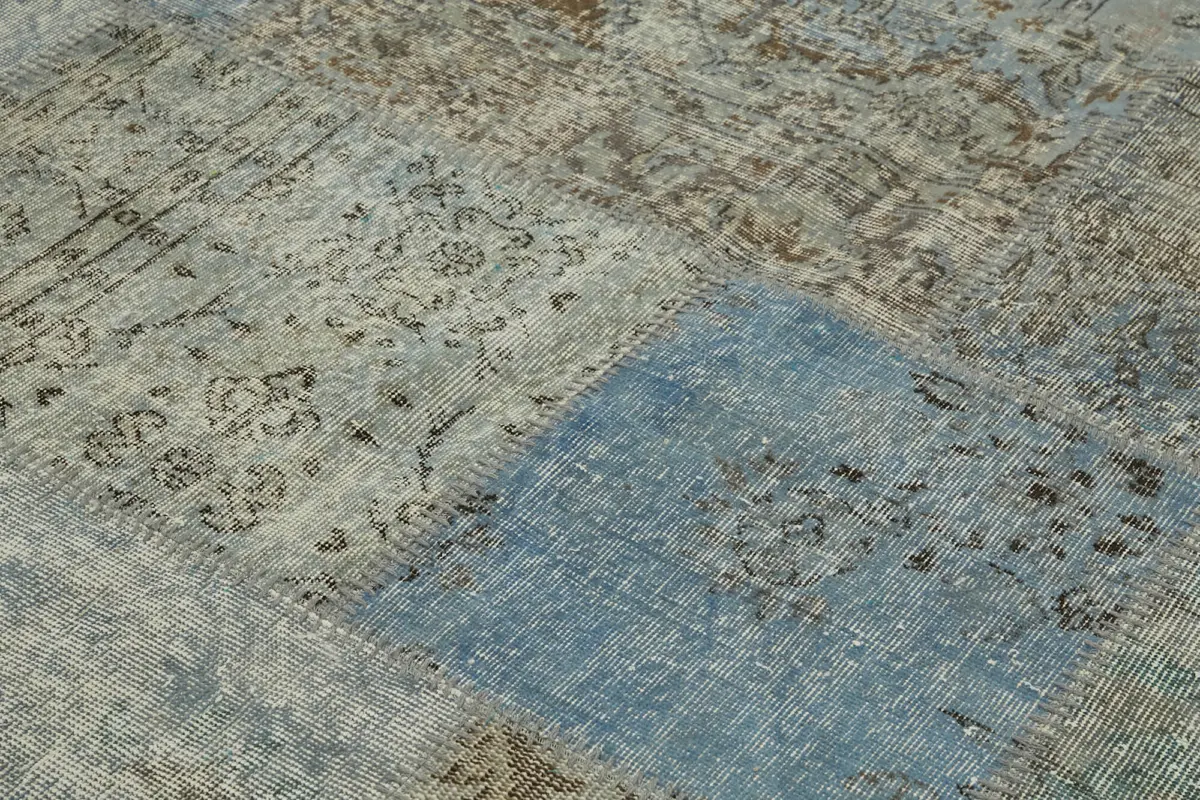 Patchwork Mavi Pamuk Üzerine Yün El Dokuma Kilim-300x300 - Görsel 4