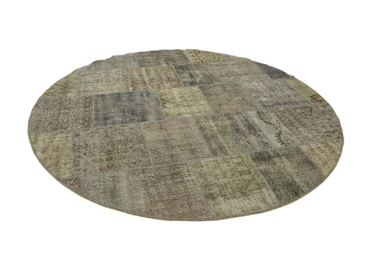 Patchwork Gri Pamuk Üzerine Yün El Dokuma Kilim-250x250 - Görsel 2