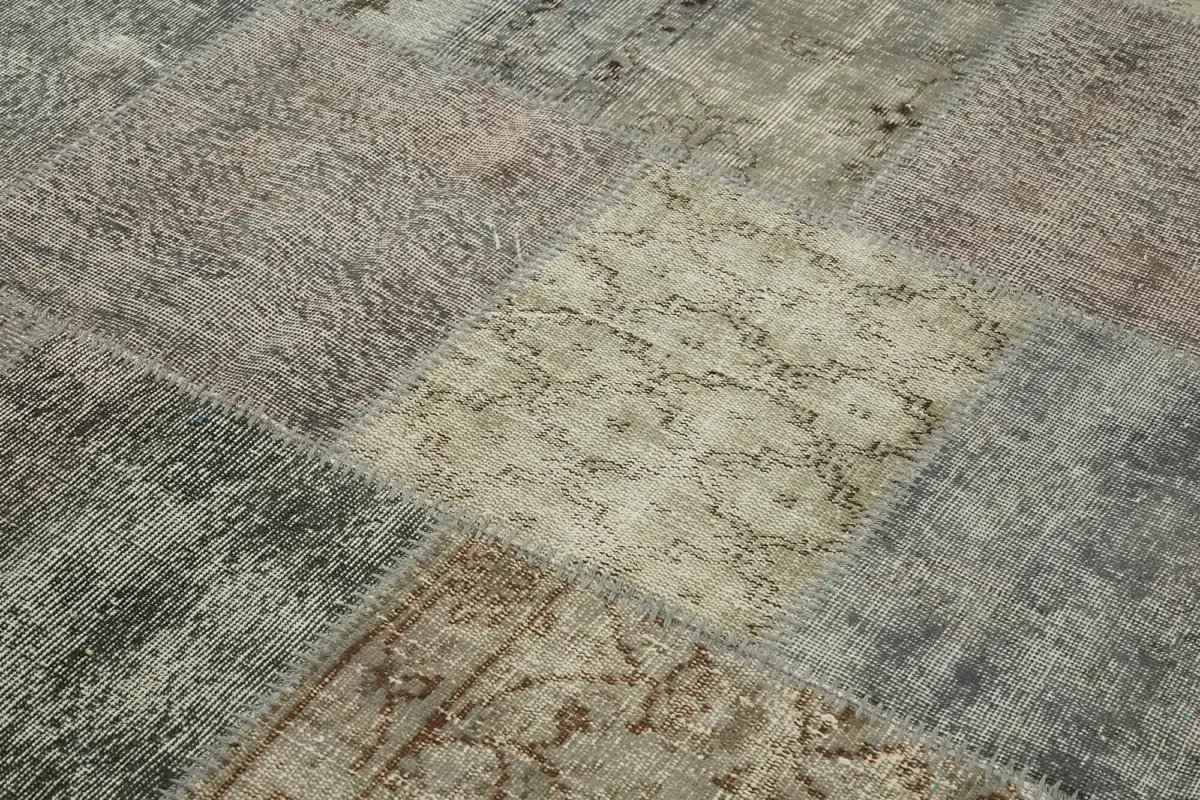 Patchwork Gri Pamuk Üzerine Yün El Dokuma Kilim-250x250 - Görsel 4