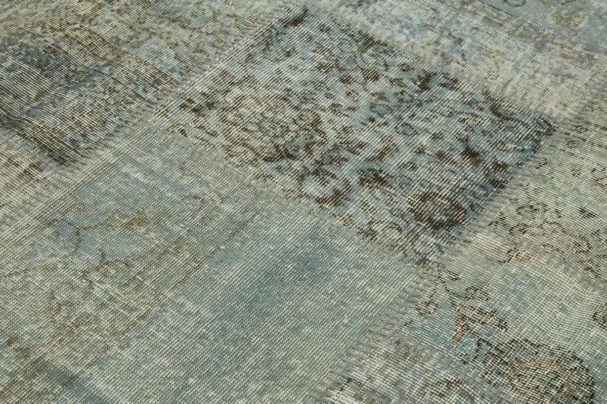 Patchwork Mavi Pamuk Üzerine Yün El Dokuma Kilim-250x250 - Görsel 4