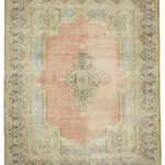 Dubai Eskitme Bej Pamuk Üstü Yün El Dokuma Halı-303x383