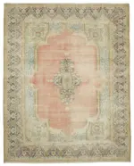 Dubai Eskitme Bej Pamuk Üstü Yün El Dokuma Halı-303x383