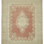 Dubai Eskitme Bej Pamuk Üstü Yün El Dokuma Halı-290x383