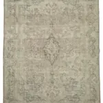 Dubai Eskitme Bej Pamuk Üstü Yün El Dokuma Halı-340x500