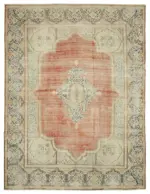 Dubai Eskitme Bej Pamuk Üstü Yün El Dokuma Halı-302x391