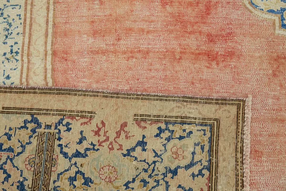 Dubai Eskitme Bej Pamuk Üstü Yün El Dokuma Halı-302x391 - Görsel 7