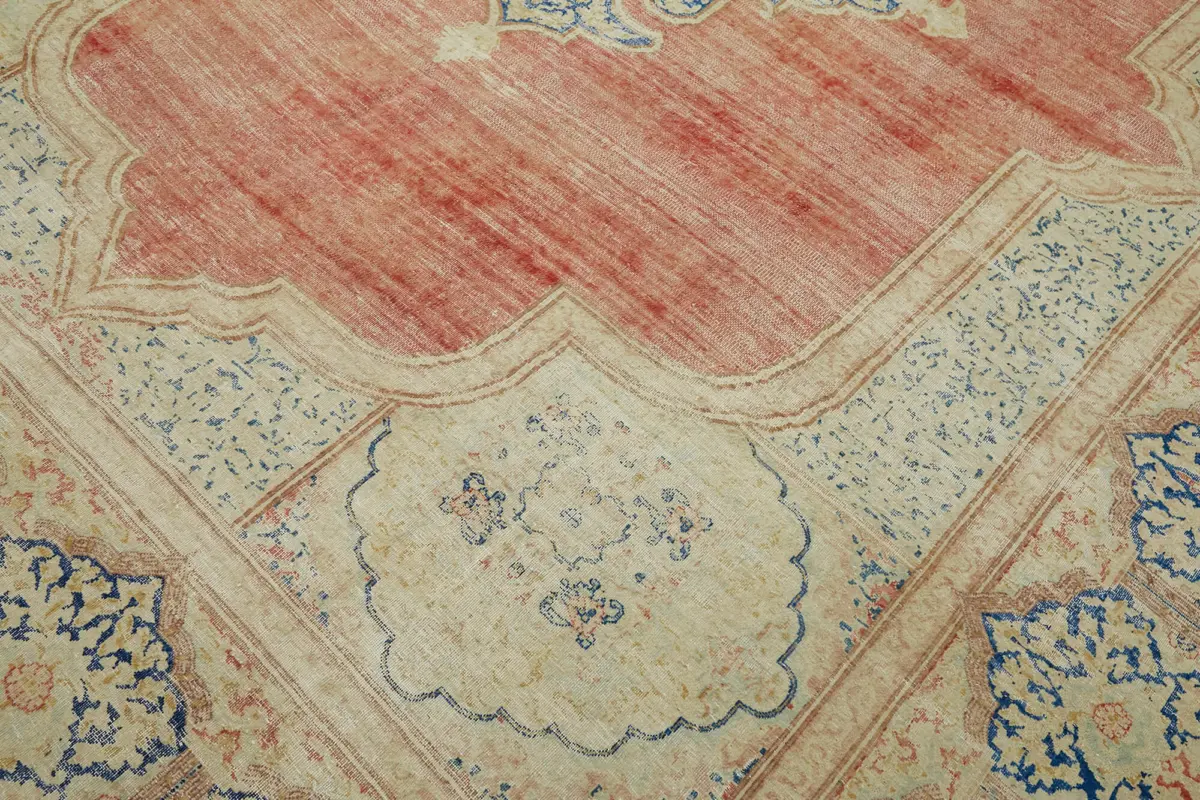 Dubai Eskitme Bej Pamuk Üstü Yün El Dokuma Halı-302x391 - Görsel 9