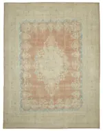 Dubai Eskitme Bej Pamuk Üstü Yün El Dokuma Halı-297x382