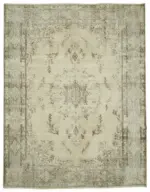 Dubai Eskitme Bej Pamuk Üstü Yün El Dokuma Halı-308x400