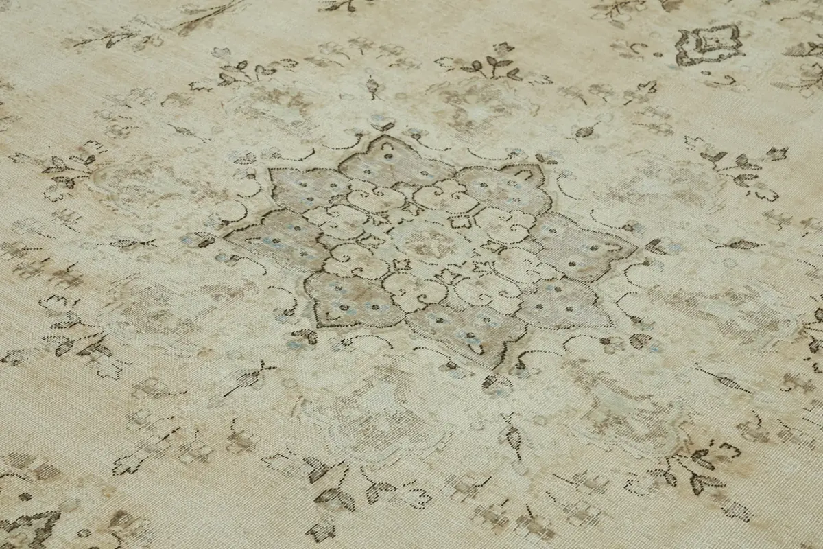 Dubai Eskitme Bej Pamuk Üstü Yün El Dokuma Halı-308x400 - Görsel 5