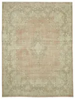 Dubai Eskitme Bej Pamuk Üstü Yün El Dokuma Halı-290x397