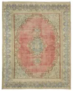 Dubai Eskitme Bej Pamuk Üstü Yün El Dokuma Halı-272x357