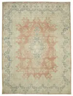 Dubai Eskitme Bej Pamuk Üstü Yün El Dokuma Halı-295x392