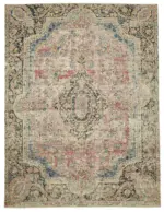 Dubai Eskitme Bej Pamuk Üstü Yün El Dokuma Halı-292x385