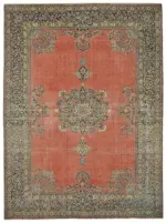 Dubai Eskitme Bej Pamuk Üstü Yün El Dokuma Halı-270x360