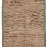 Tribal Modern Dizayn Kahverengi Pamuk Üzerine Yün El Dokuma Halı-290x370