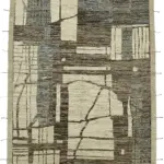 Tribal Modern Dizayn Bej Pamuk Üzerine Yün El Dokuma Halı-276x362