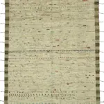 Tribal Modern Dizayn Bej Pamuk Üzerine Yün El Dokuma Halı-278x370