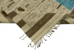 Tribal Modern Dizayn Bej Pamuk Üzerine Yün El Dokuma Halı-290x380 - Görsel 6