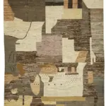 Tribal Modern Dizayn Bej Pamuk Üzerine Yün El Dokuma Halı-374x523