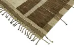 Tribal Modern Dizayn Kahverengi Pamuk Üzerine Yün El Dokuma Halı-280x376 - Görsel 4