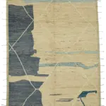 Tribal Modern Dizayn Bej Pamuk Üzerine Yün El Dokuma Halı-280x374