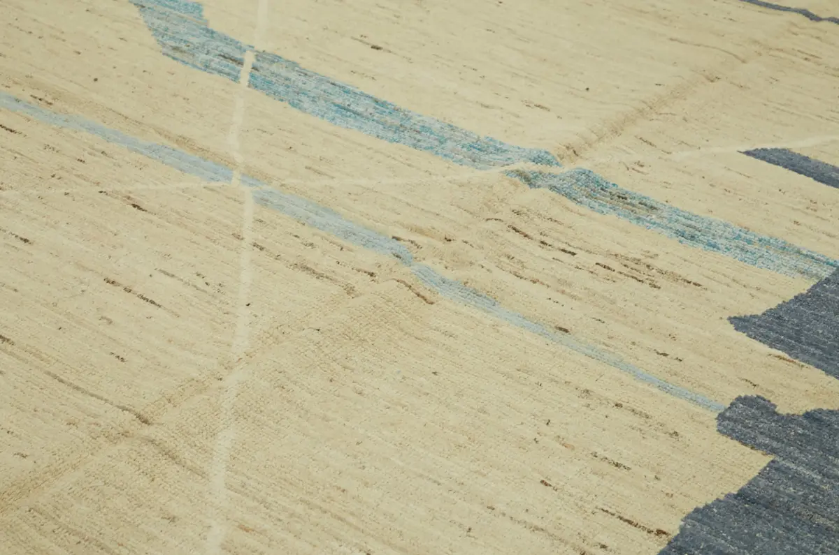 Tribal Modern Dizayn Bej Pamuk Üzerine Yün El Dokuma Halı-280x374 - Görsel 5