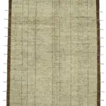 Tribal Modern Dizayn Bej Pamuk Üzerine Yün El Dokuma Halı-290x362