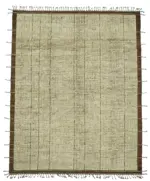 Tribal Modern Dizayn Bej Pamuk Üzerine Yün El Dokuma Halı-290x362