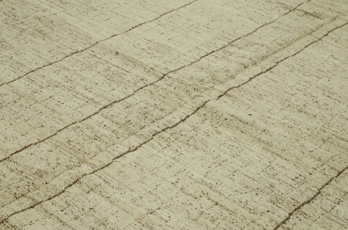 Tribal Modern Dizayn Bej Pamuk Üzerine Yün El Dokuma Halı-290x362 - Görsel 5