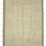 Tribal Modern Dizayn Bej Pamuk Üzerine Yün El Dokuma Halı-280x368