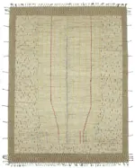 Tribal Modern Dizayn Bej Pamuk Üzerine Yün El Dokuma Halı-280x368