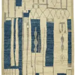 Tribal Modern Dizayn Bej Pamuk Üzerine Yün El Dokuma Halı-280x370